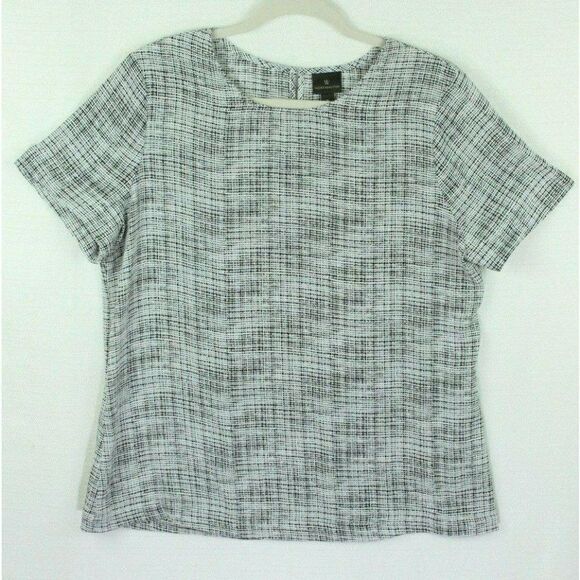 Worthington Top short sleeve black white print - Picture 1 of 7